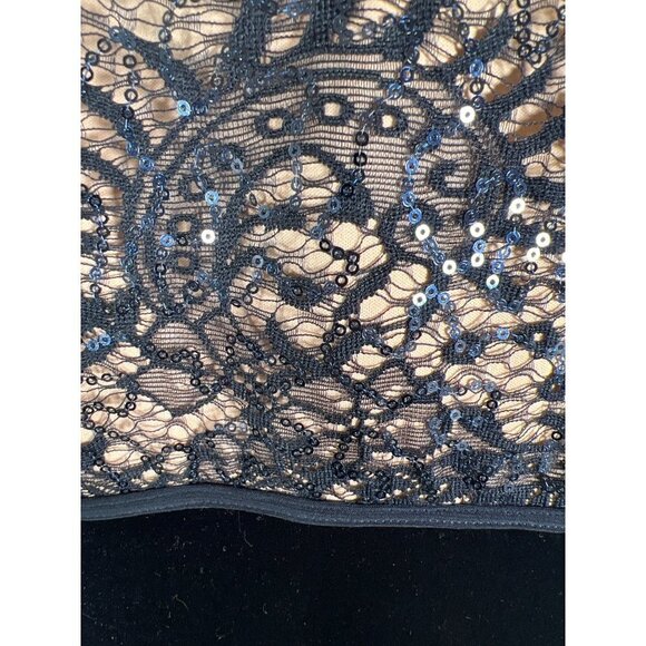 NWT Nightway Women Size 12 Navy Maxi Formal Dress Lace Sequin Bodice and Velvet - Picture 9 of 12